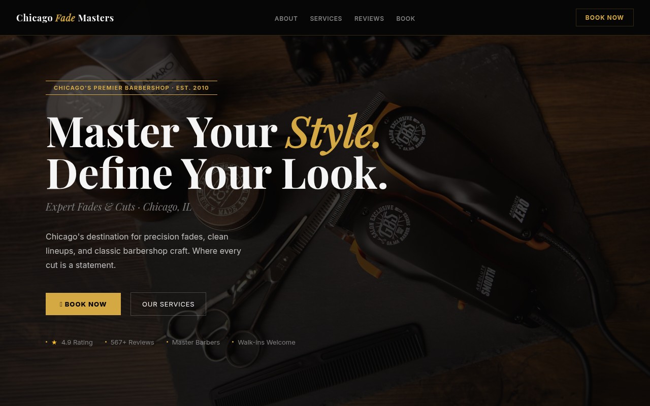 Barbershop website demo Chicago