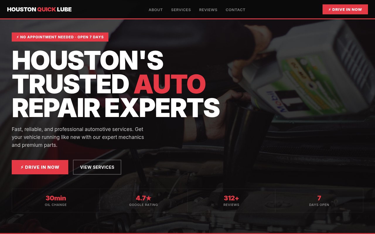 Auto repair website demo Houston