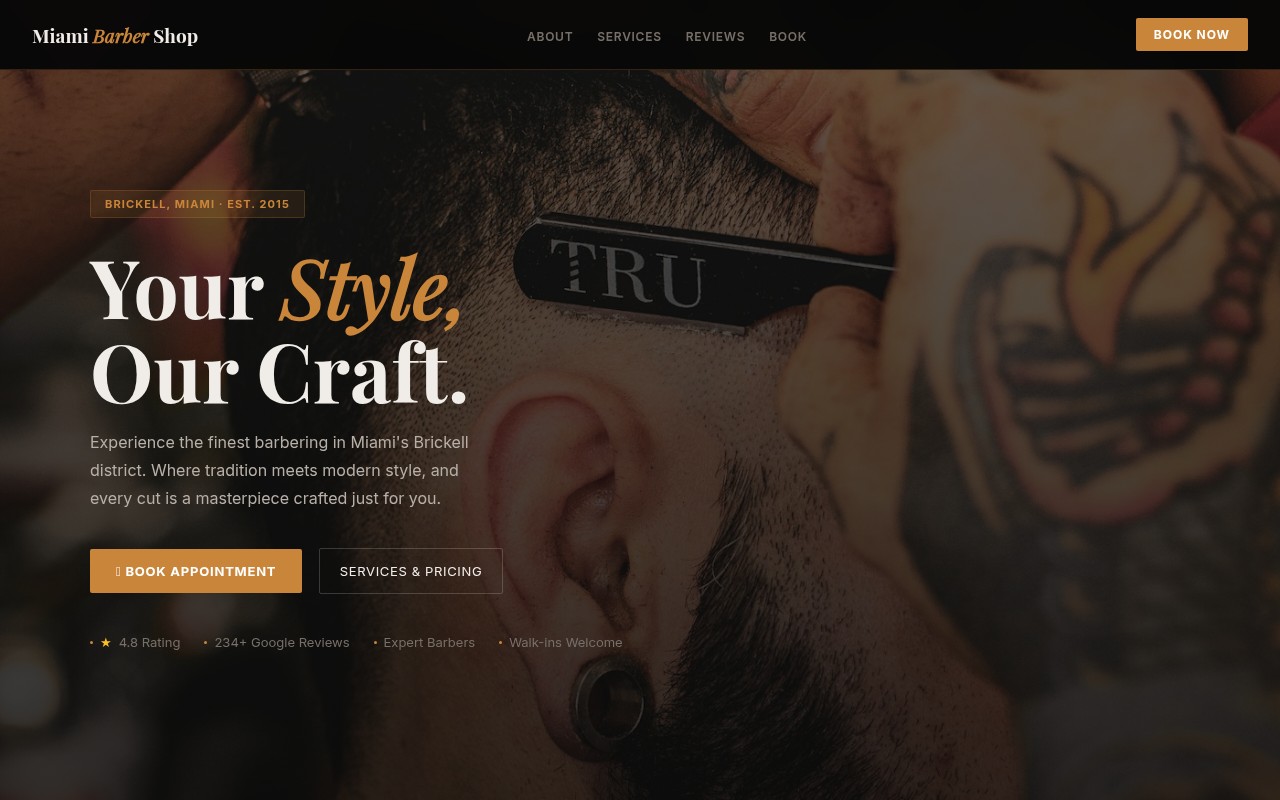 Barbershop website demo Miami