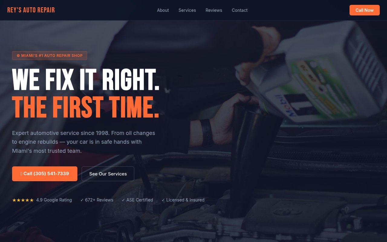 Auto repair website demo Rey